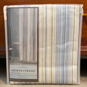Home Classics Meridian Stripe Shower Curtain - Blue and Green